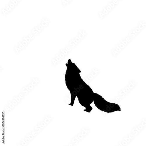 Arctic Fox Howling Silhouette