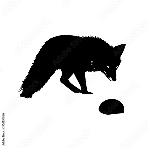 Arctic Fox Pouncing Silhouette