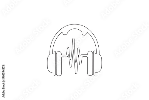 Headphone vector icon continuous one line drawing minimalist illustration
