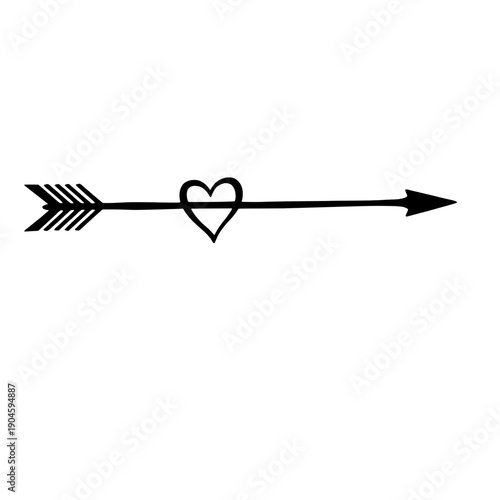 Arrow with Heart Fletching Silhouette