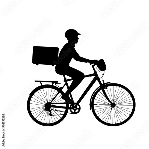 Bicycle Messenger Holding Document Envelope Silhouette