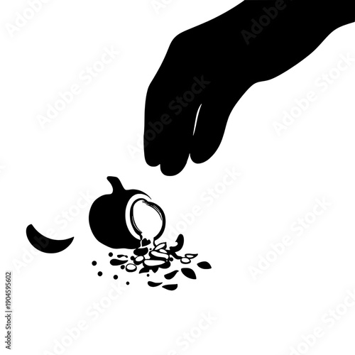 Chef Knife Mincing Garlic Silhouette