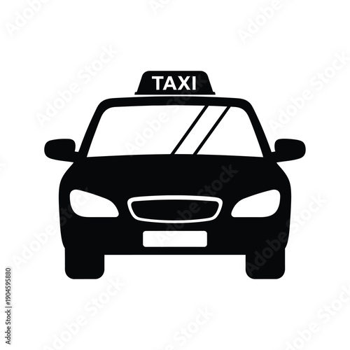 Black silhouette of a taxi cab with a sign on top