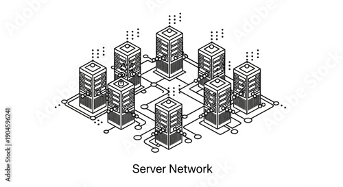 Server Network Diagram, Data Center, Technology Concept