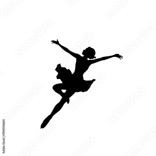 Elegant Ice Skater Quad Spin Silhouette