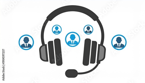 Obraz na płótnie Customer support team working with headset and multiple client connections