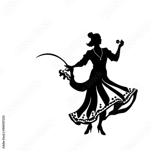 Flamenco dancer silhouette with castanets