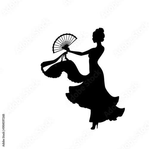 Flamenco Dancer Silhouette with Fan