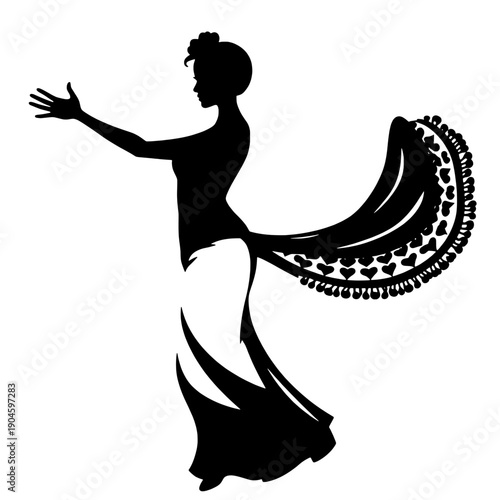 Flamenco Dancer Silhouette with Shawl