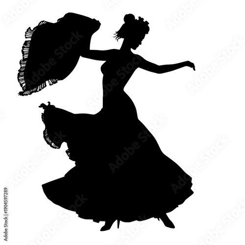 Flamenco Dancer Silhouette with Shawl