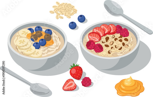 Healthy and delicious breakfast bowls filled with fresh fruits and grains, a perfect start to the day