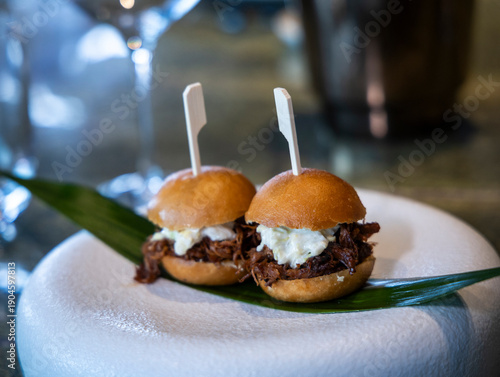 small rib burger close-up