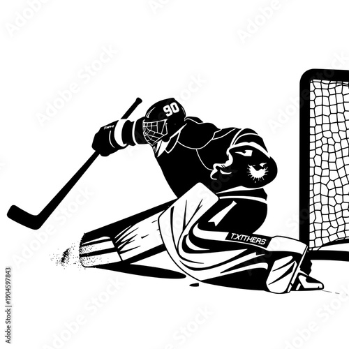 Hockey Goalie Blocking Slapshot Silhouette