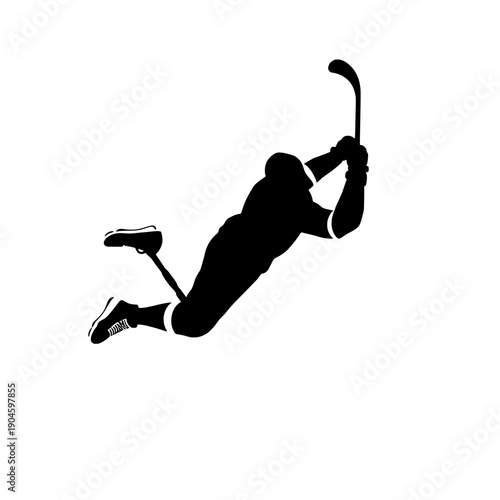 Hockey Player Silhouette - Mid-Air Slapshot