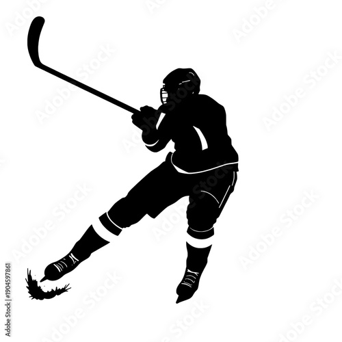 Hockey Player Slapshot Silhouette - Action Sport