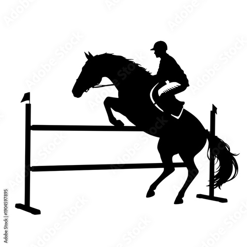 Horse Jumping Silhouette: Equestrian Competition