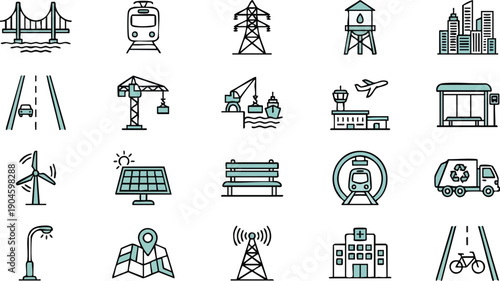Collection of Industrial Icons and Symbols.