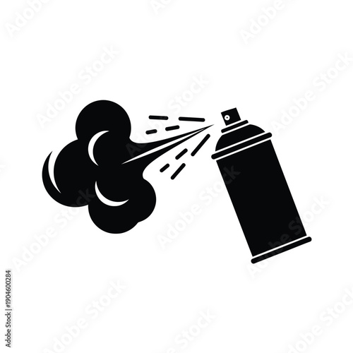 Fotografía Black silhouette of a spray can with spray coming out