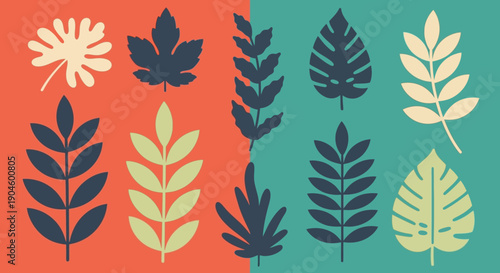 Collection of Various Leaf Illustrations and Designs.