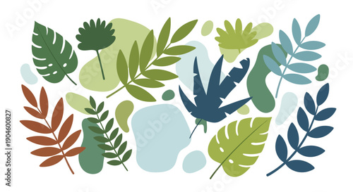 Collection of Various Leaves and Foliage Shapes.