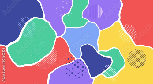 Colorful Abstract Shapes with White Outlines.