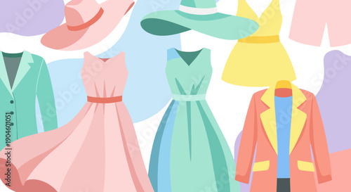 Colorful Clothing and Accessories Illustration.