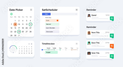 UI/UX Design: Calendar, Scheduler, Timeline, Reminders