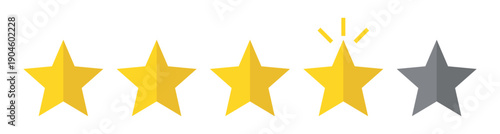 Five Star Rating Scale Illustration with Highlighted Star Customer Review Feedback Quality Evaluation Satisfaction Level Success Award Concept Flat Design
