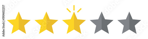 Five Star Rating Illustration with Highlighted Center Star Customer Review Feedback Quality Evaluation Satisfaction Level Business Success Concept Flat Design