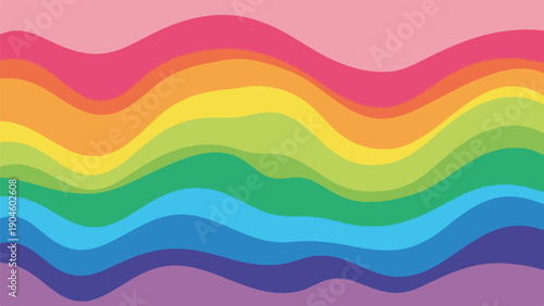 A vibrant, flowing abstract art piece featuring a rainbow color palette