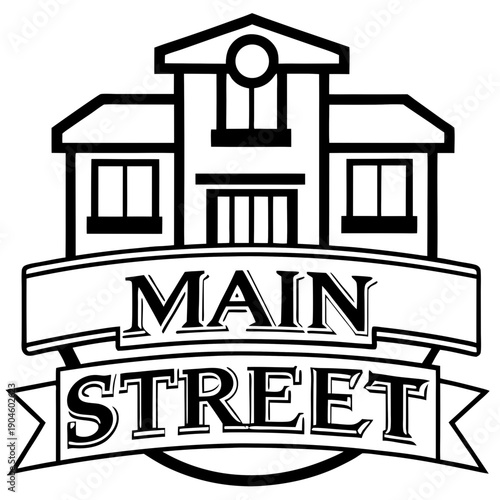 Main Street line art vector