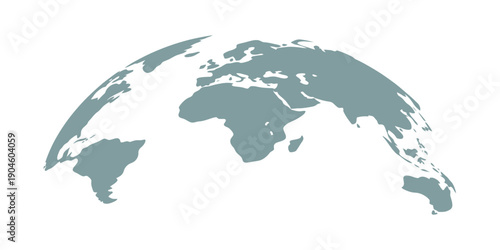 Curved World Map Silhouette, Half Globe Blue Planet Earth, Worldwide Geography Business Travel Map, Africa Asia America Europe Australia Vector Illustration.