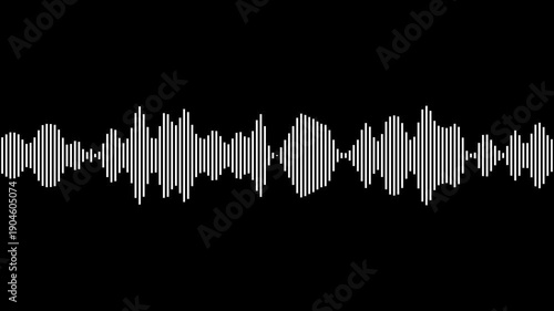 audio bar, spectrum form white video footage of audio visualizer on black background. Abstract music waves oscillation. Futuristic sound wave visualization. wave form Audio