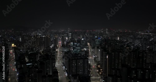 Wallpaper Mural The Endless Stream of Lights: Night Aerial over Hangang River, Yeouido, and Seoul Cityscape Torontodigital.ca