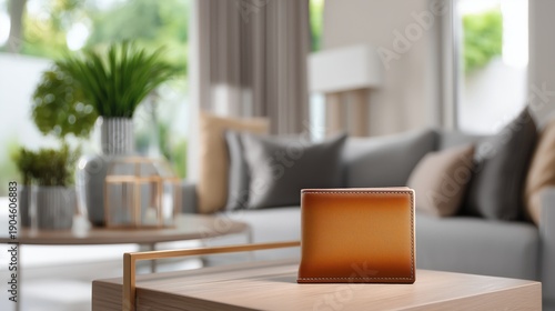 Wallpaper Mural A stylish room featuring a modern decor focal point on a wooden table, perfect for contemporary home inspiration. Torontodigital.ca