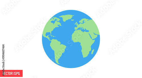 Flat Earth Globe Icon - World Map Vector Illustration