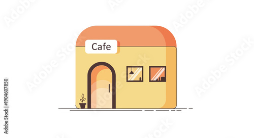 Cozy Cafe Building Exterior Illustration