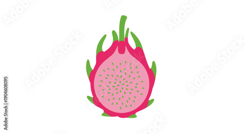 Dragon Fruit Slice - Exotic Tropical Pitaya Fruit, White Background