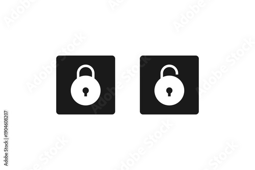 solid and outline icon of lock unlock