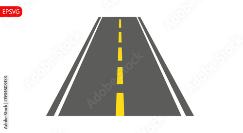 Perspective Highway Road with Yellow Line - Vector Illustration