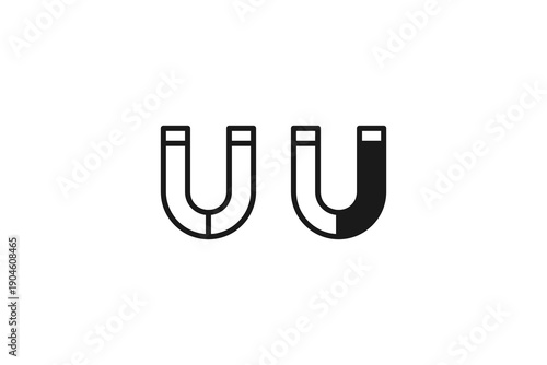 solid and outline icon of magnet