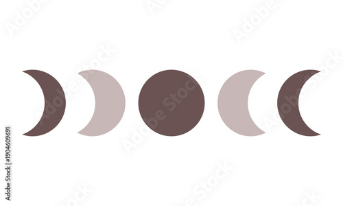 Vector illustration of lunar moon phases in bohemian art style.