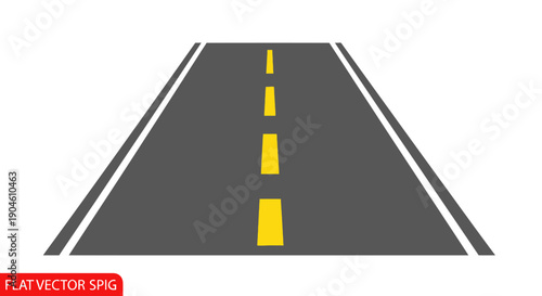 Perspective Highway Road with Yellow Lines