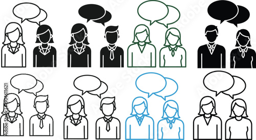 Business people communicating with speech bubbles