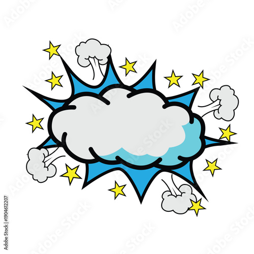 Blue Cloud Comic Effect Illustration