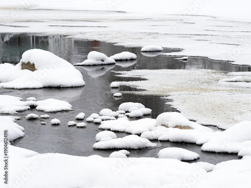 Snowy river in Finland - Tourujoki