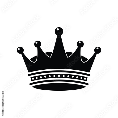 Vector illustration icon a black crown icon with decorative details