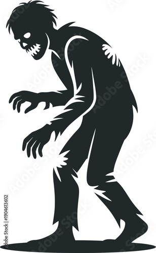 Creepy Undead Monster Icon – Halloween Zombie Character Silhouette