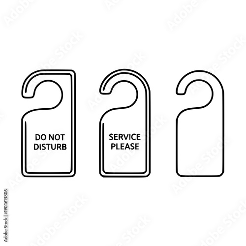Minimal outline hotel door hanger icon set vector