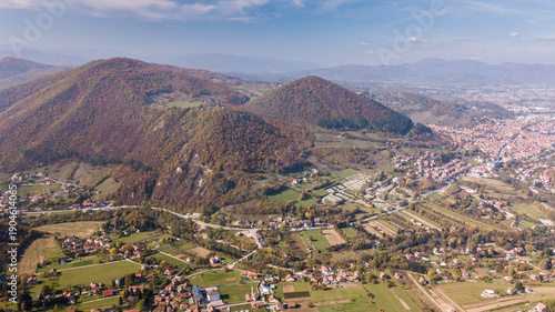 Valley of pyramids in Visoko, Bosnia and Herzegovina, drone photo
